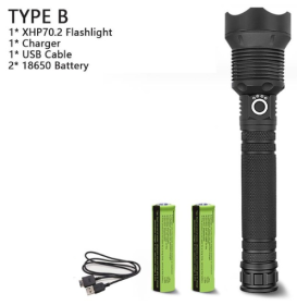 XHP70.2 Powerful Usb Led Flashlight (Option: P70.2+18650-UK)