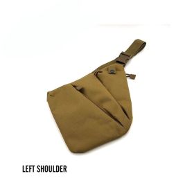 Men's Nylon Shoulder Bag; Multifunctional Concealed Tactical Storage Bag; Holster (Color: Tan Left)