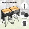 2 Pieces Folding Camping Tables with Large Capacity Storage Sink for Picnic